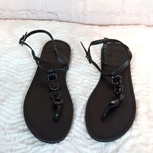 Vince Camuto Woman's Black Jewel   Thong Sandals sz 11‎ M New